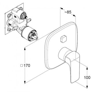Встраиваемый смеситель для ванны и душа Kludi Ameo хром 416590575